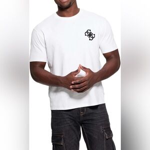 Guess White Short Sleeve Crewneck Tee with Black Logo